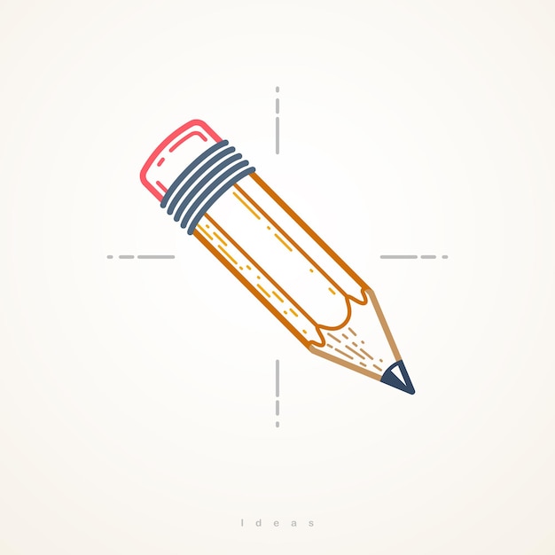 연필 벡터는 디자이너 또는 스튜디오, 창의적인 디자인, 교육, 과학 지식 및 연구, 선형 스타일을 위한 단순한 최신 유행 로고 또는 아이콘입니다.
