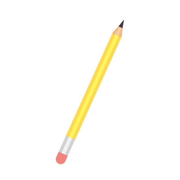 Pencil with eraser isolated on white background School office supply stationery