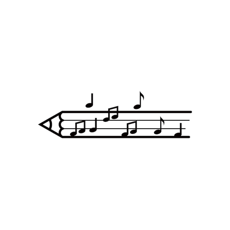 Vector pencil with note music song writer logo design vector illustration