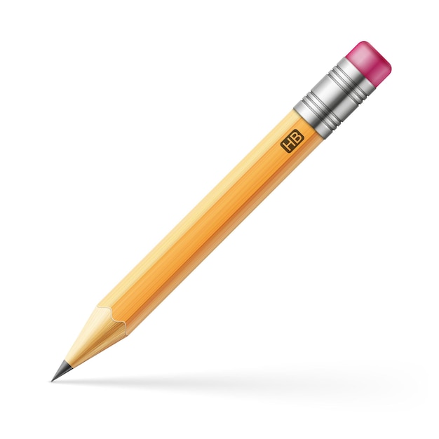 Pencil with pink eraser Realistic vector illustraion isolated on white background