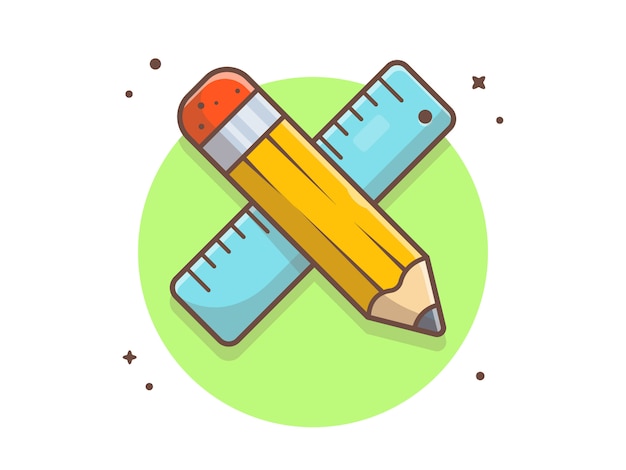 Pencil with ruler  icon illustration