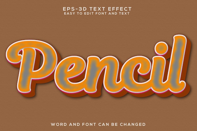 Pencil word 3d text effect