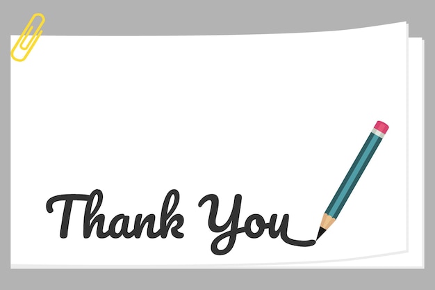 Pencil writing thank you on paper Vector illustration