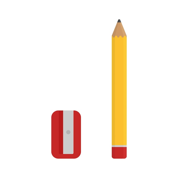 Vector pencill and sharpener flat vector illustration for schooll