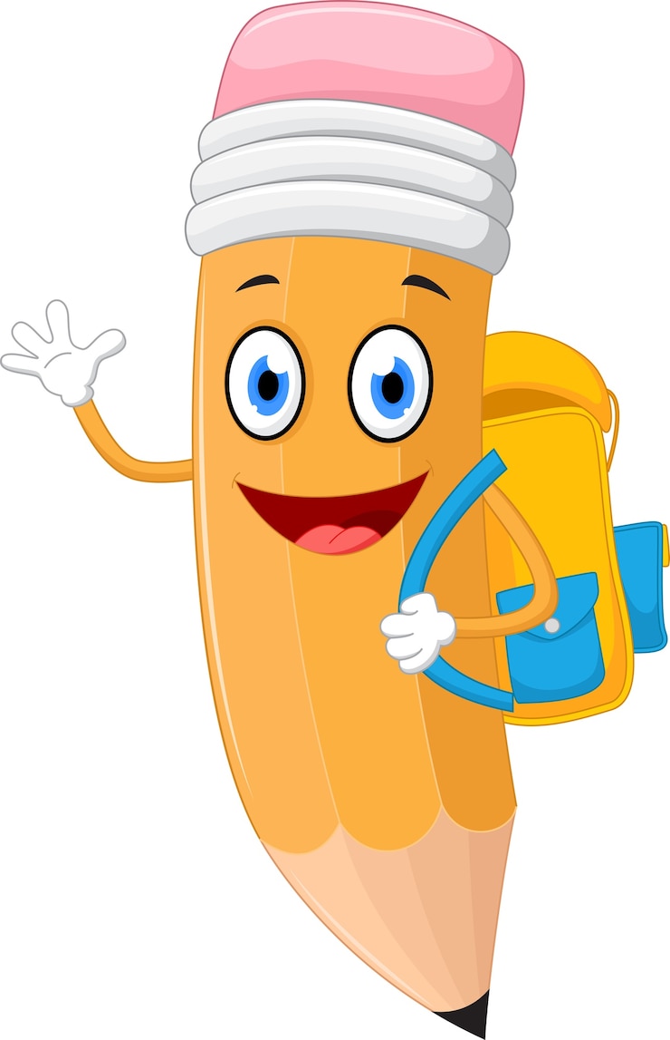 Vector pencils cartoon with school bag