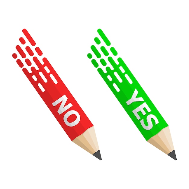 Pencils with Yes and No text