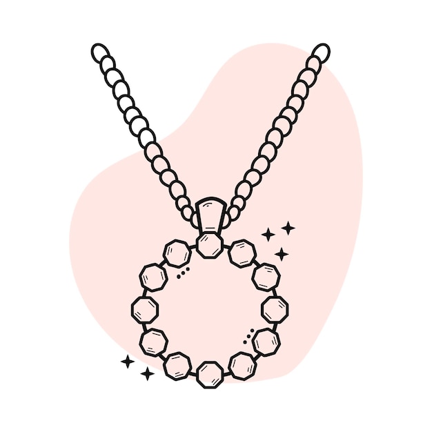 Vector pendant with chain icon hand drawing jewelry