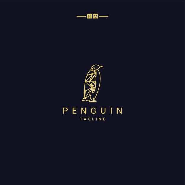 ペンギン動物ロゴアイコンデザインテンプレートフラットベクトルイラストプレミアムベクトル
