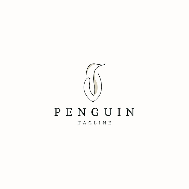 Penguin animal logo icon design template flat vector illustration