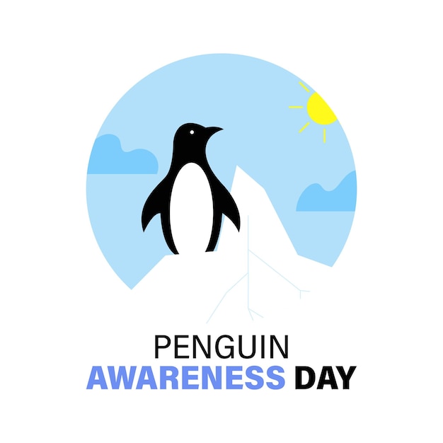 Penguin Awareness Day Cute animal on an iceberg