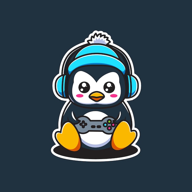 Vector penguin baby gaming mascot logo