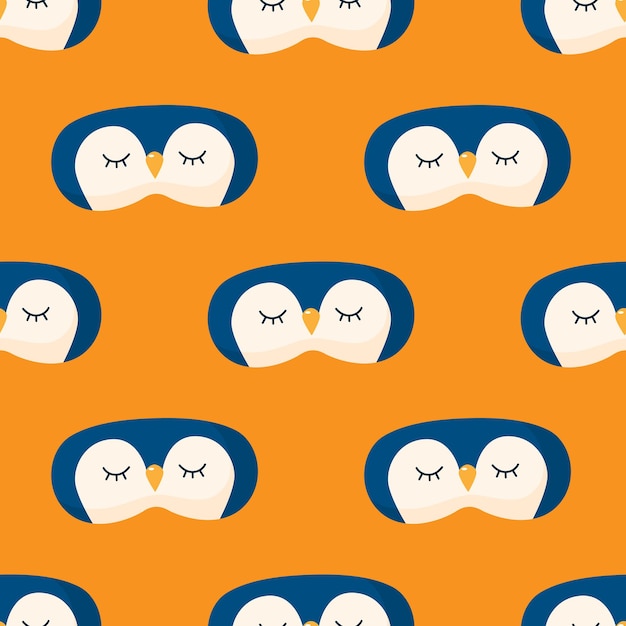 Penguin blue color seamless pattern.
