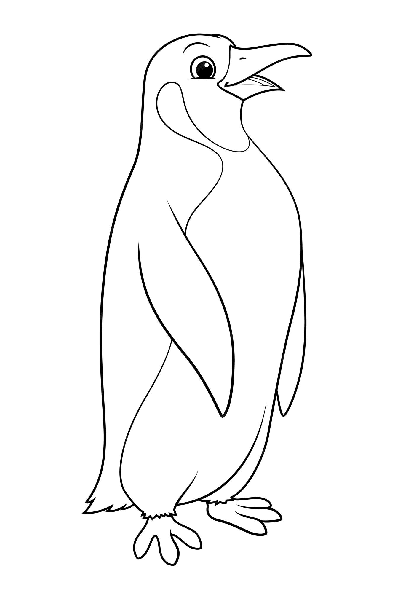 Premium Vector | Penguin cartoon animal illustration bw