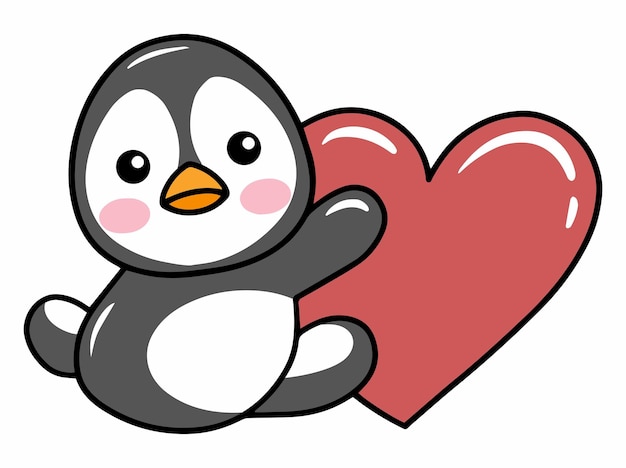 Vector penguin cartoon cute for valentines day