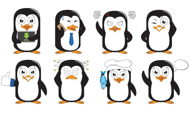 Penguin cartoon set