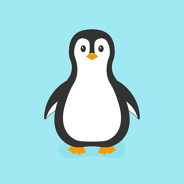 Penguin character flat vector illustration