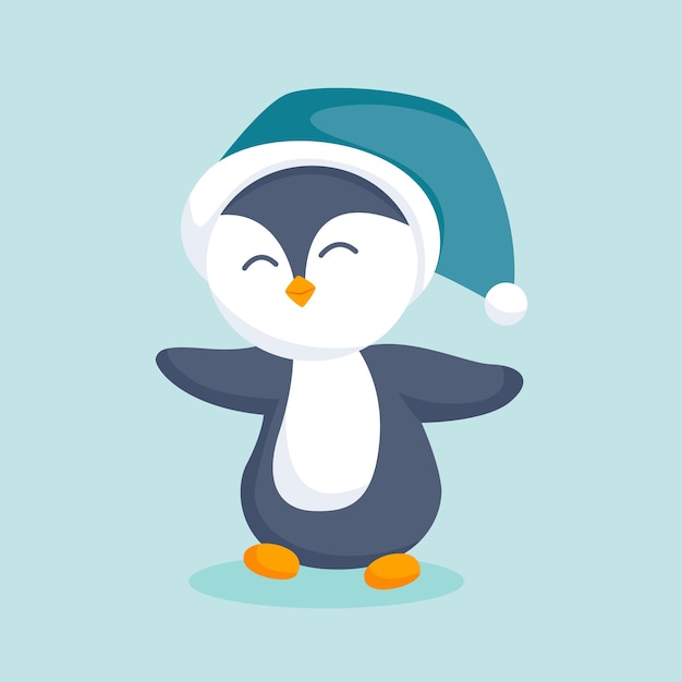 Penguin christmas character design illustration