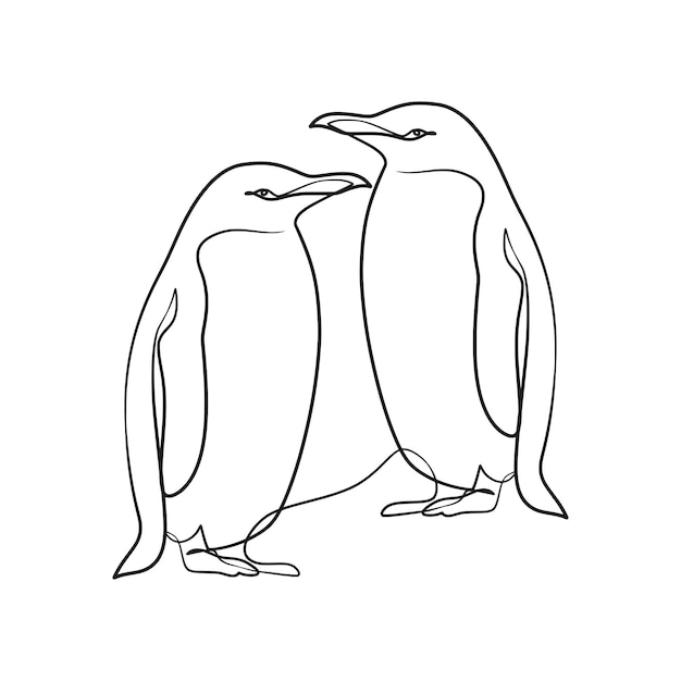 Penguin continuous one line art drawing