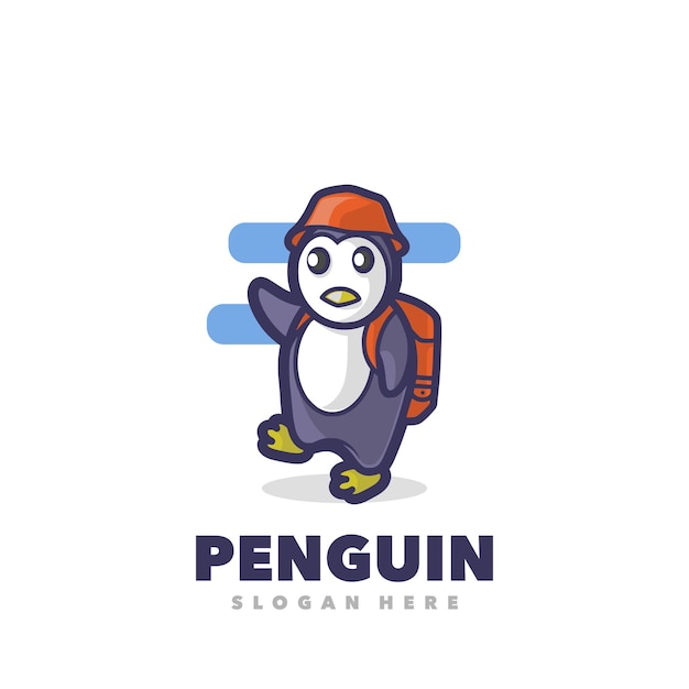 Penguin design mascot logo illustration