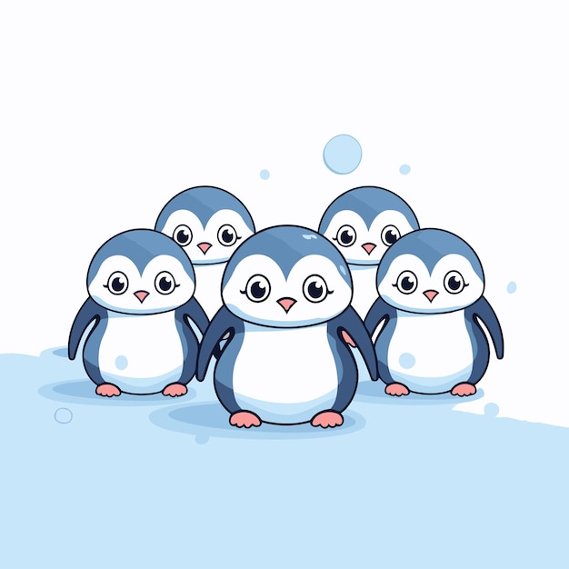 Penguin family Cute cartoon penguins Vector illustration