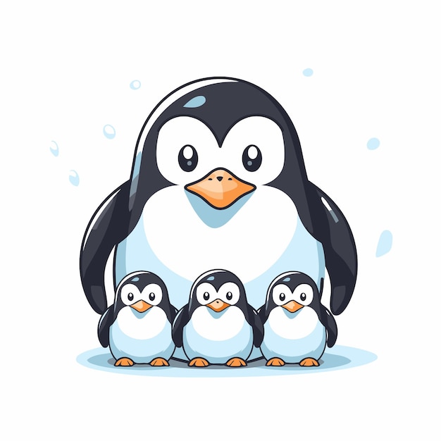 Vector penguin family vector illustration cute cartoon penguin