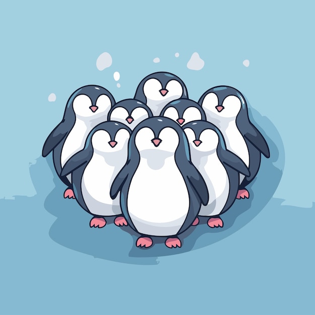 Vector penguin family vector illustration of a group of penguins
