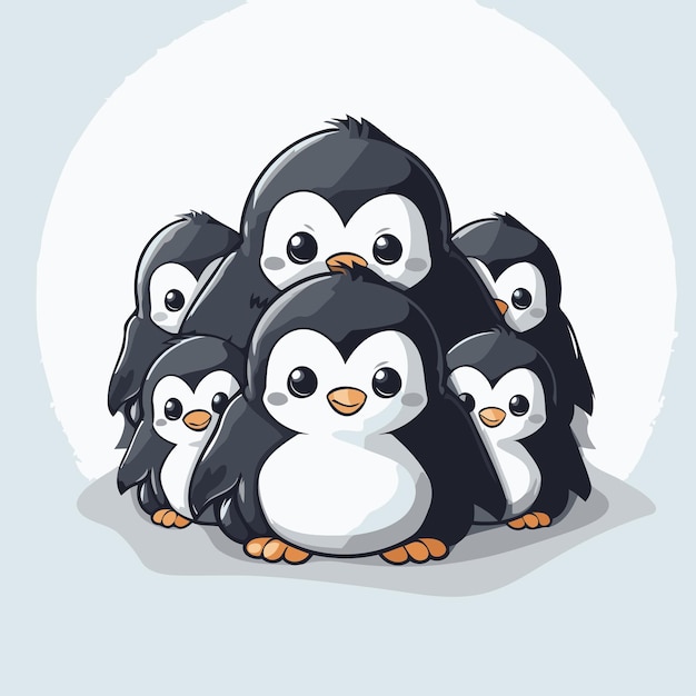 Penguin family Vector illustration of a group of penguins