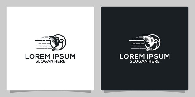 Penguin fast technology modern creative premium logo design vector template