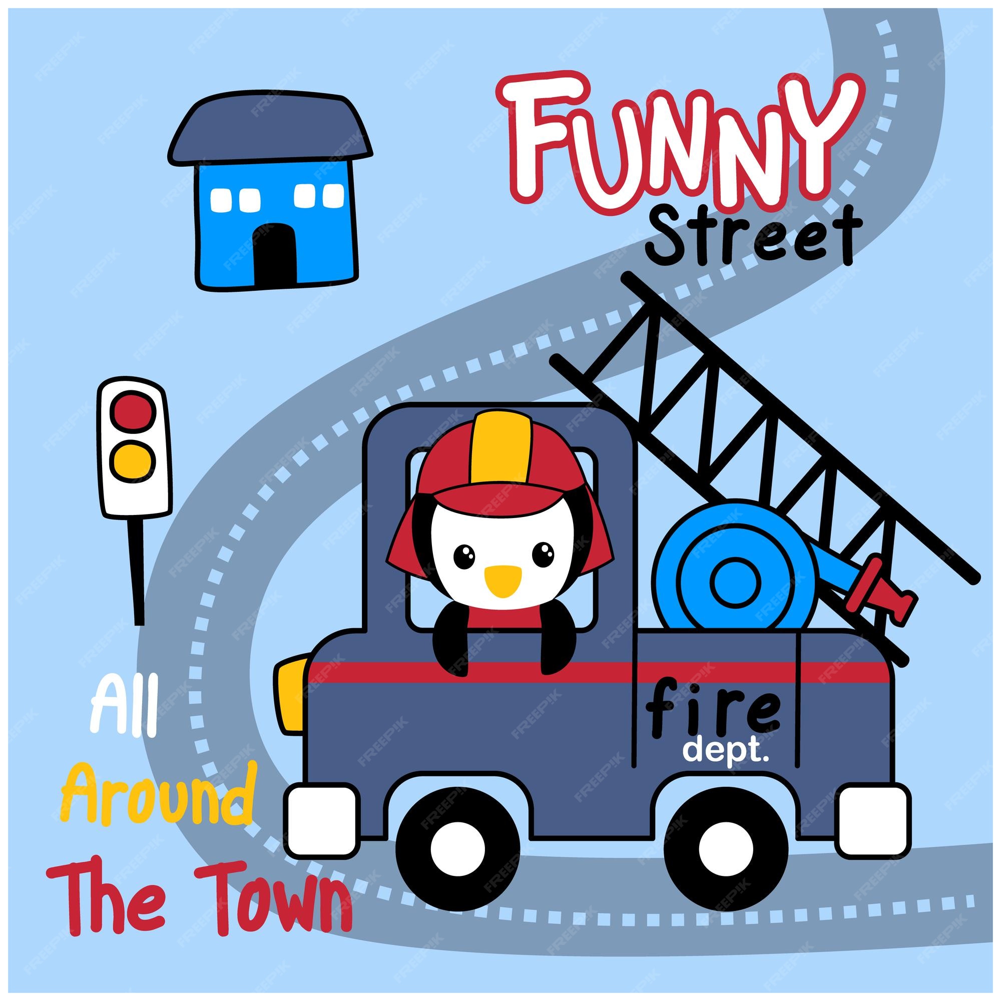 Premium Vector | Penguin the fire fighter funny animal cartoon Premium Vector | Penguin the fire fighter funny animal cartoon