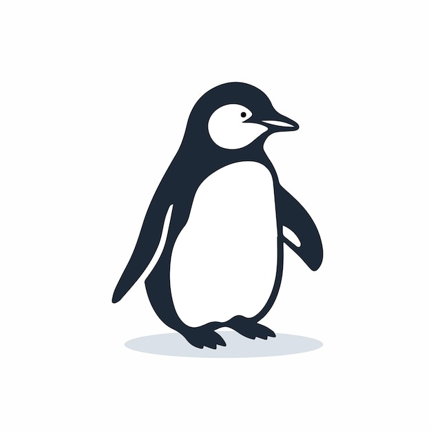 Penguin flat one color artwork silhouette type vector illustration