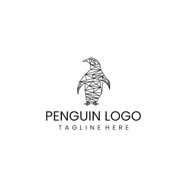 Шаблон дизайна векторной иконки пингвина с геометрическим полигональным логотипом