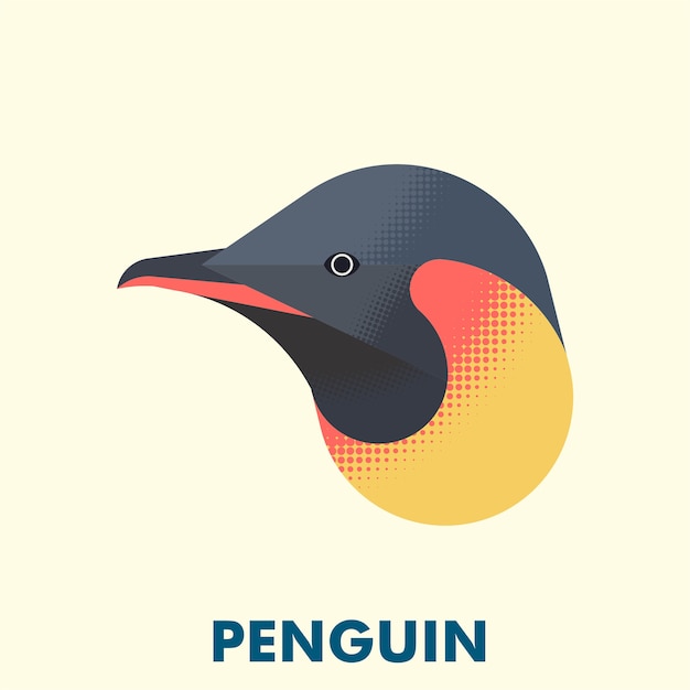 Penguin head flat halftone vector