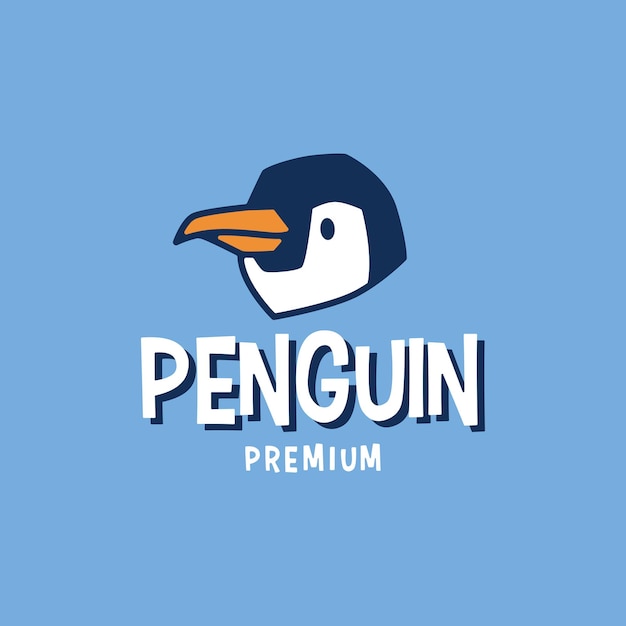 Penguin head retro cartoon logo vector illustration