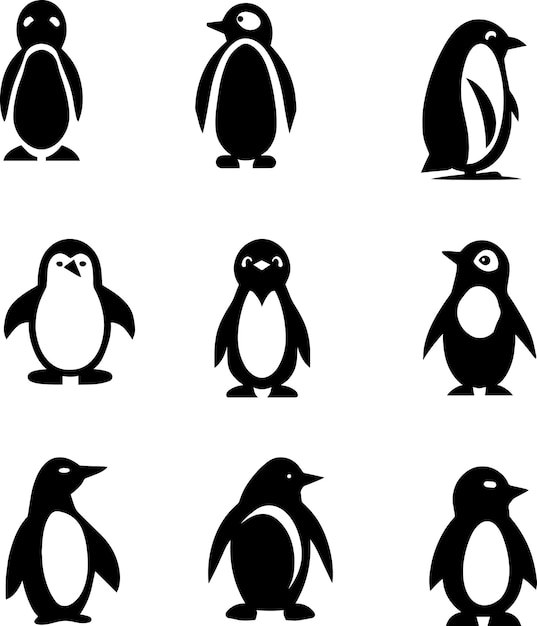 Penguin icon vector silhouette illustration