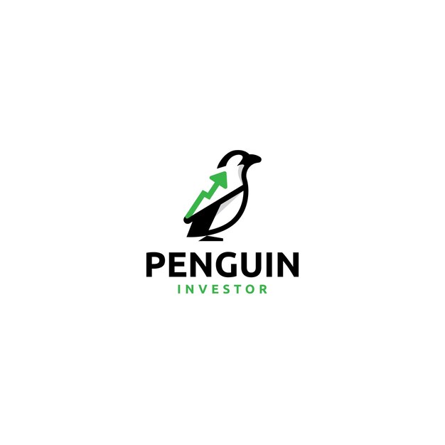 Modello vettoriale del logo modificabile per gli investitori dei pinguini
