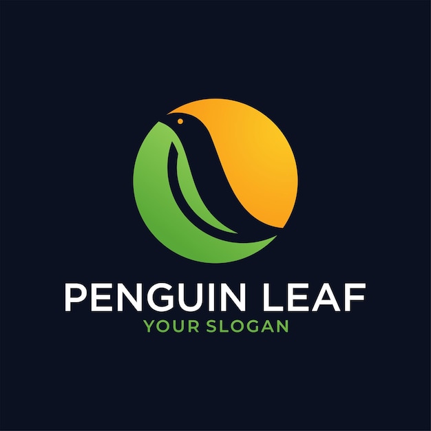 Vector penguin leaf logo design