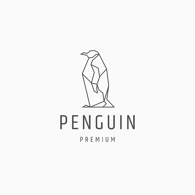 Penguin line art logo icon design template