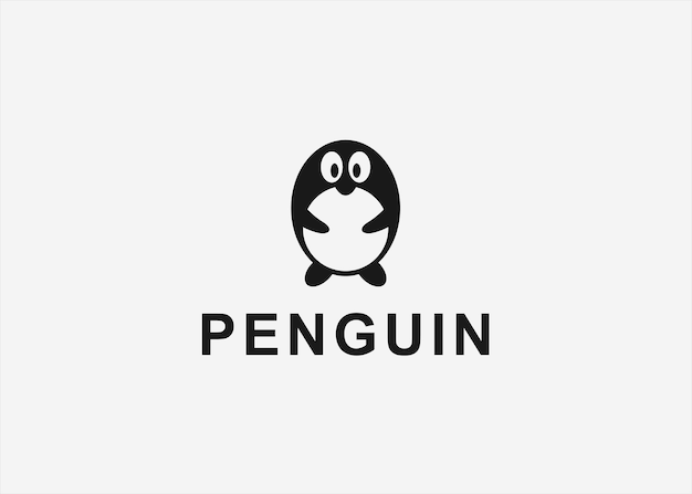 ペンギンのロゴ デザイン ベクトル シルエット イラスト