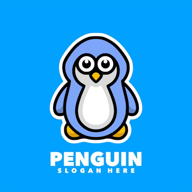 Penguin mascot cartoon design logo