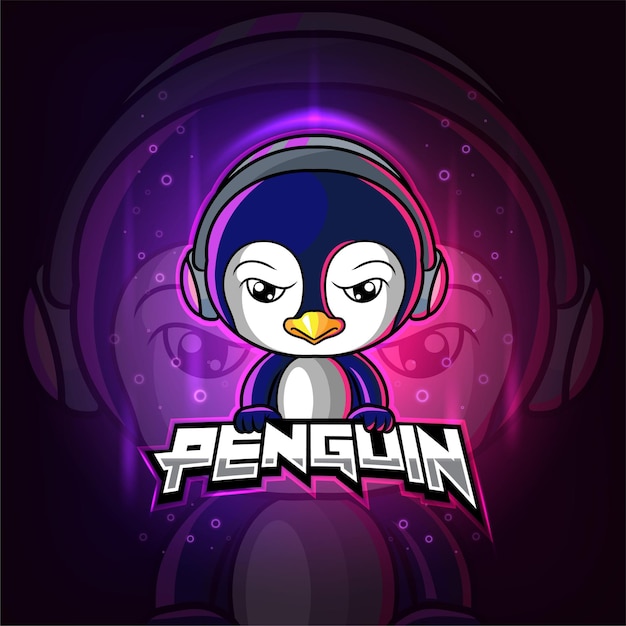 Mascotte pinguino esport logo colorato