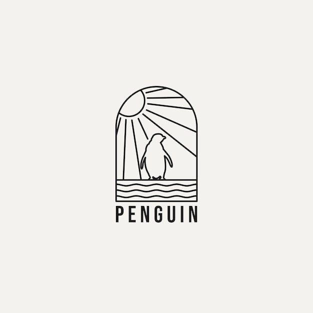 Disegno del logo monoline del pinguino illustrazione vettoriale