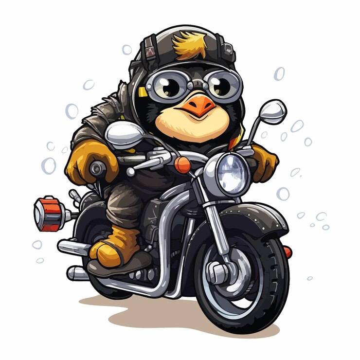 Penguin Motorcyclist vector