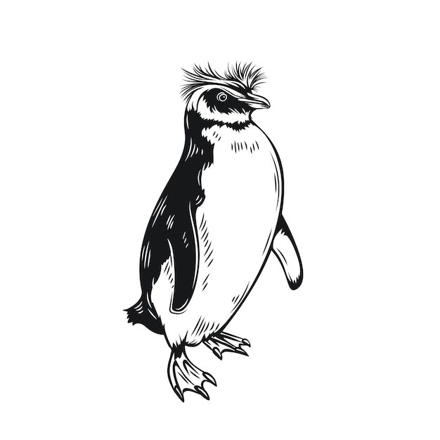 Penguin outline icon. Aquatic flightless birds for zoo  illustration.