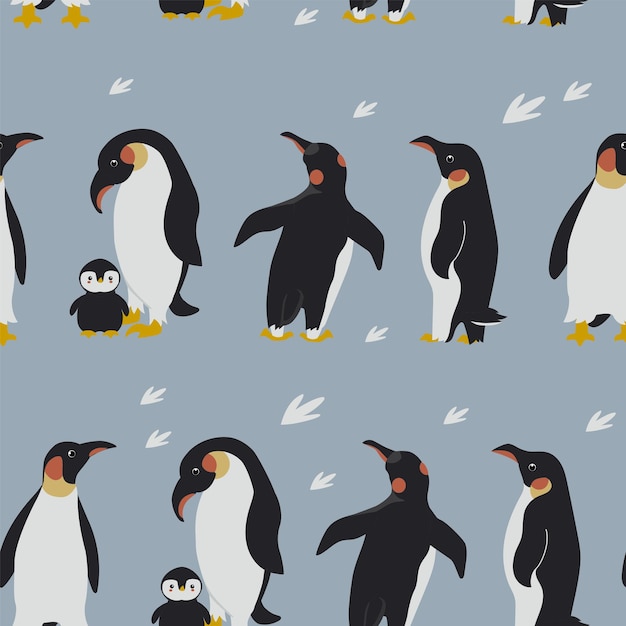 Vector penguin pattern vector seamless texture