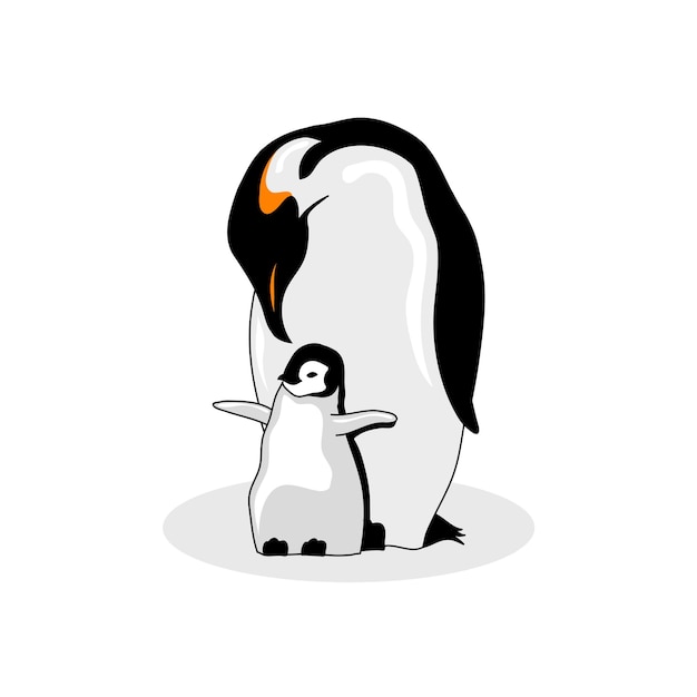 Penguin and a penguin baby vector design