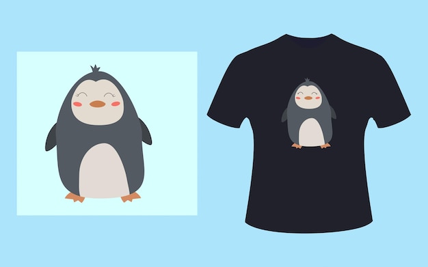 Illustrazione vettoriale di design t-shirt con stampa pinguino