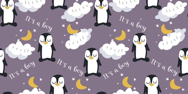 Penguin purple background