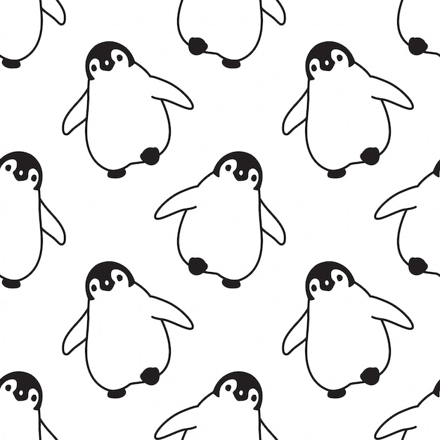 penguin seamless pattern bird cartoon illustration