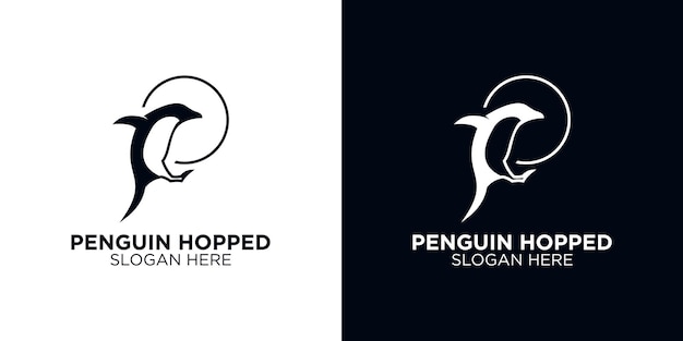 Penguin silhouet logo ontwerpsjabloon