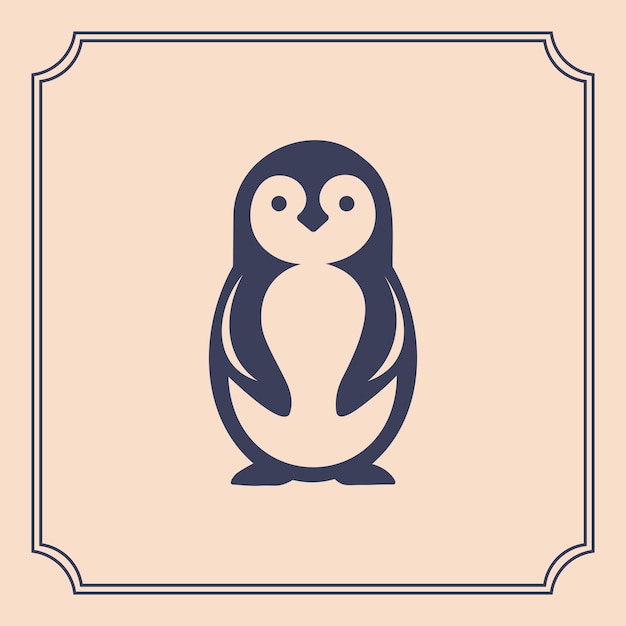 Vector penguin silhouette logo style illustration